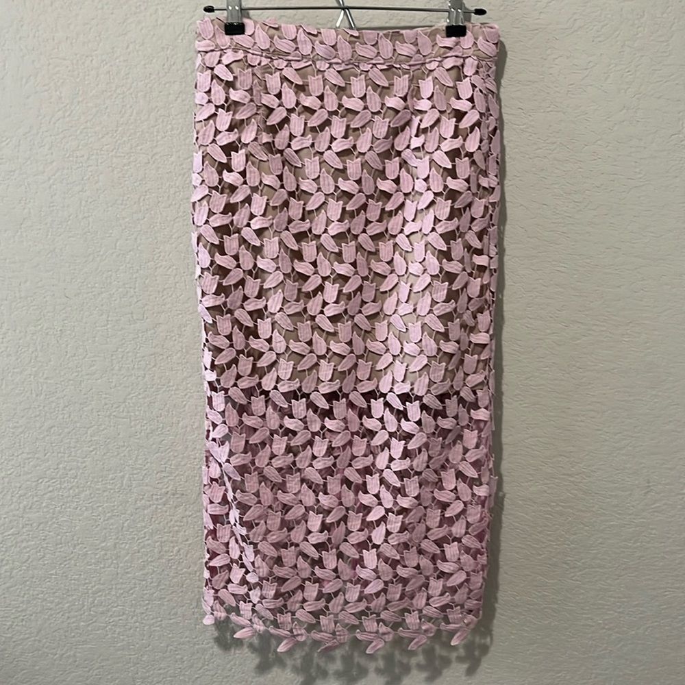 BARDOT Flora Lace Floral Pencil Skirt in Dusty Pink, Size 6/S